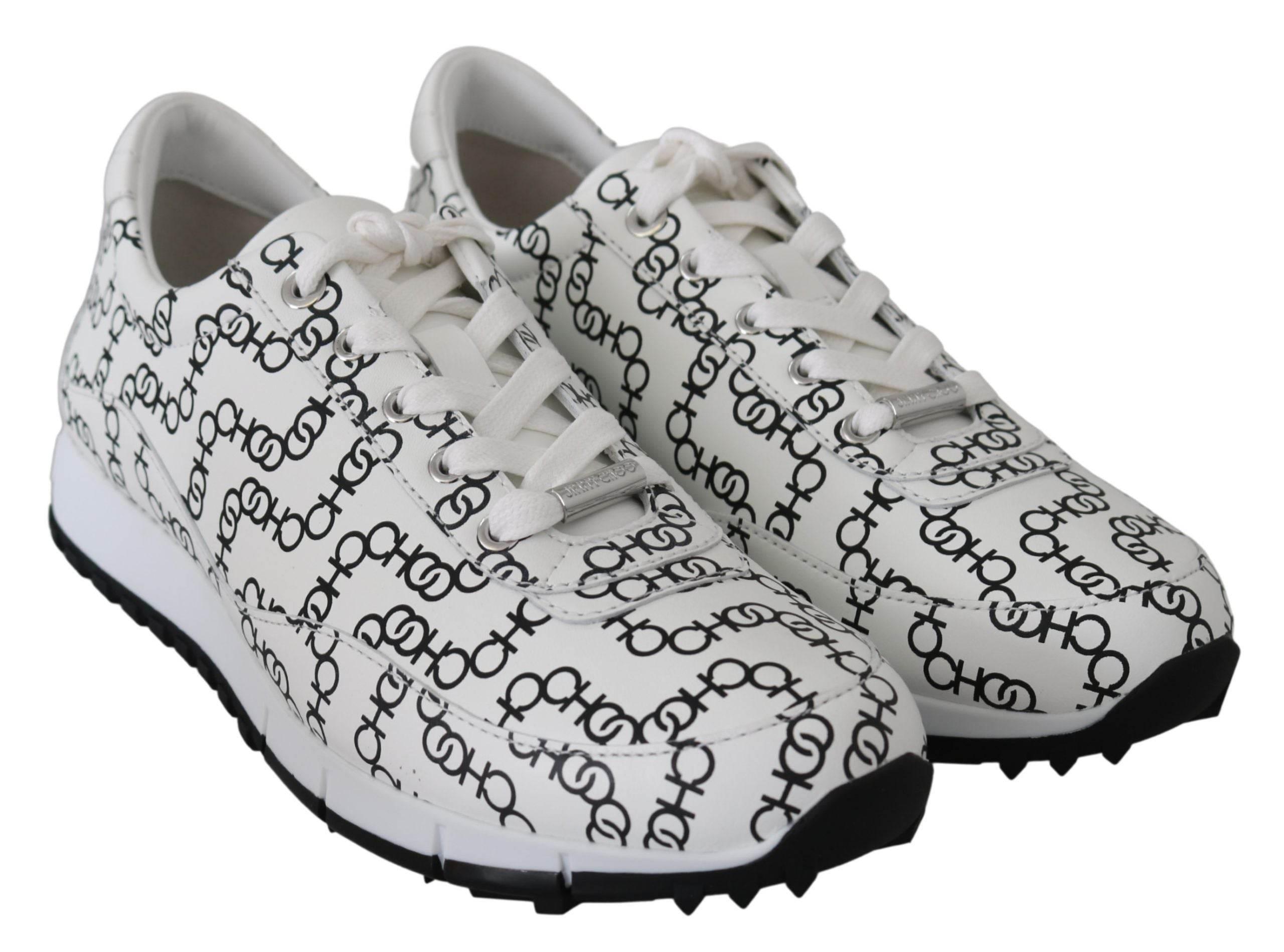 Jimmy Choo Elegant Monochrome Leather Sneakers - Hilstor