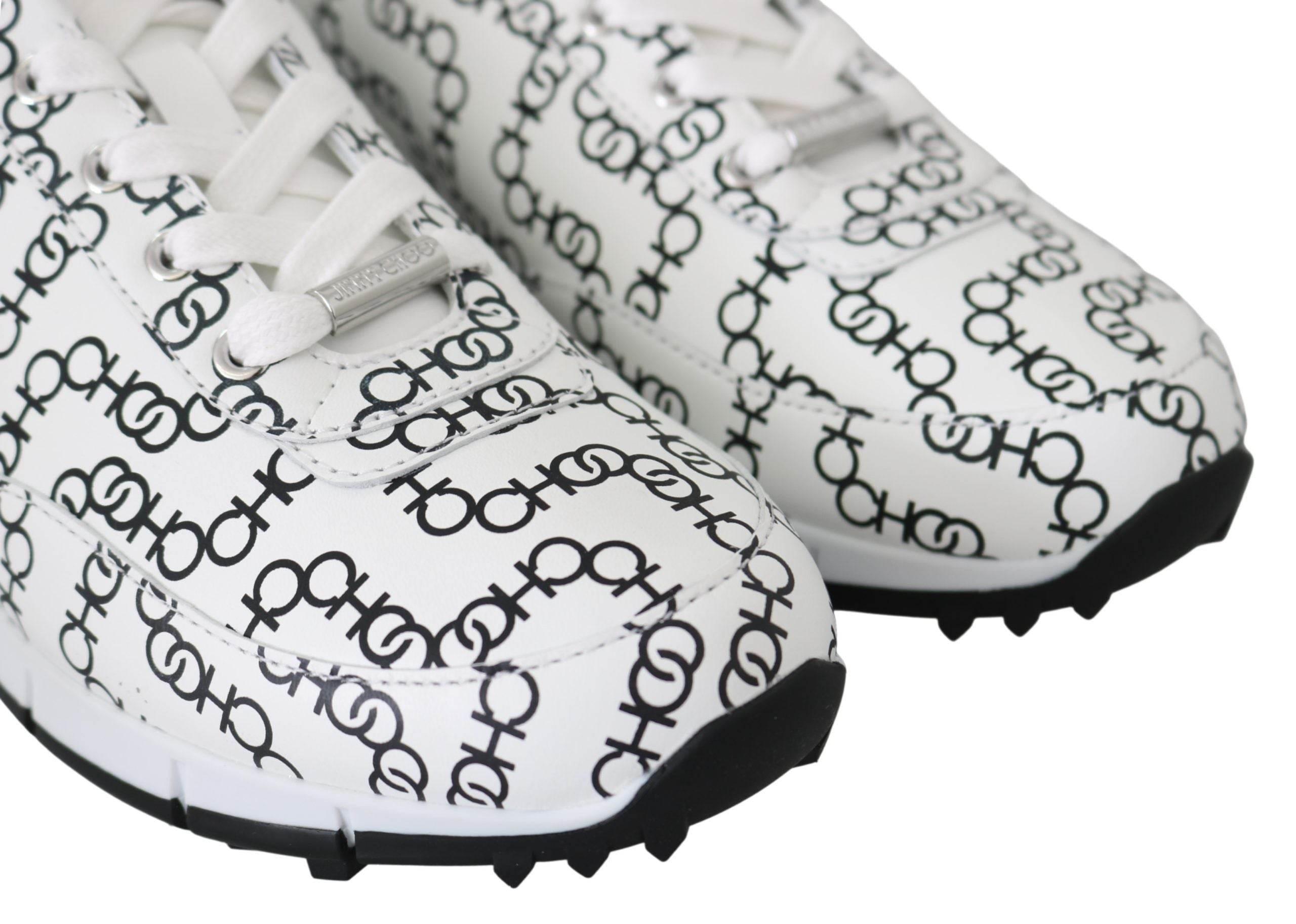 Jimmy Choo Elegant Monochrome Leather Sneakers - Hilstor