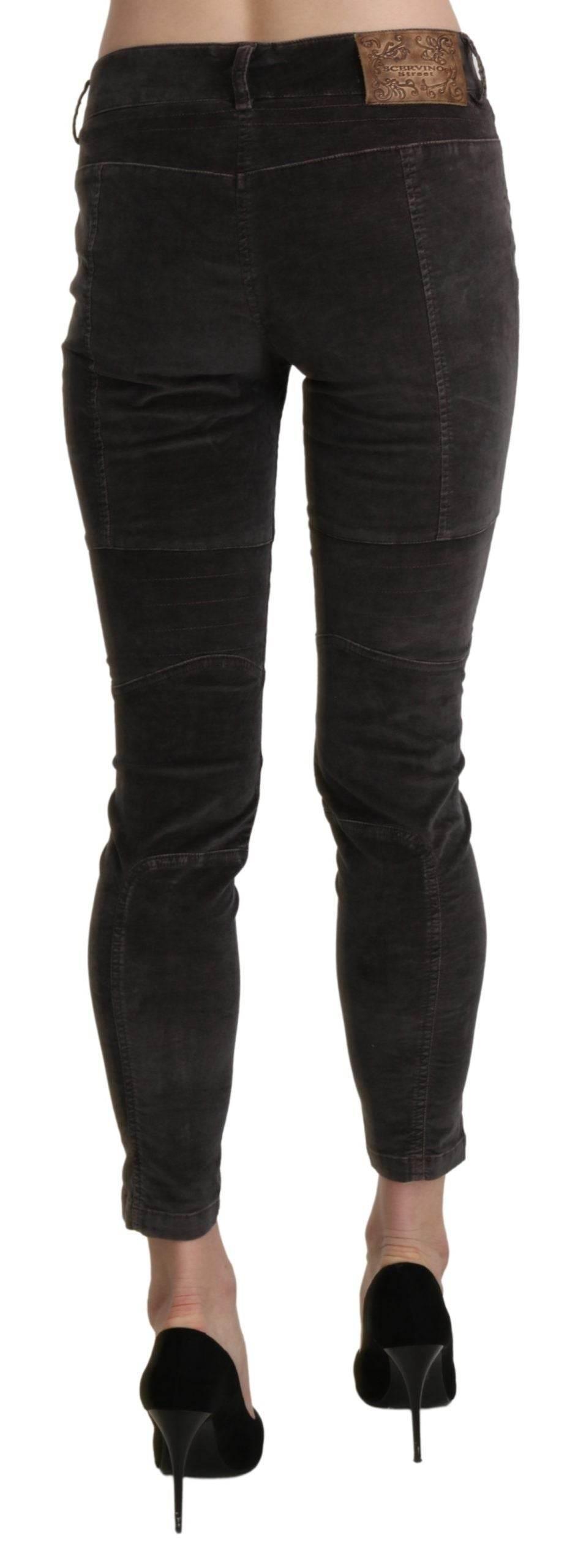 Ermanno Scervino Brown Velvet Capri Cropped Cotton Pants - Hilstor