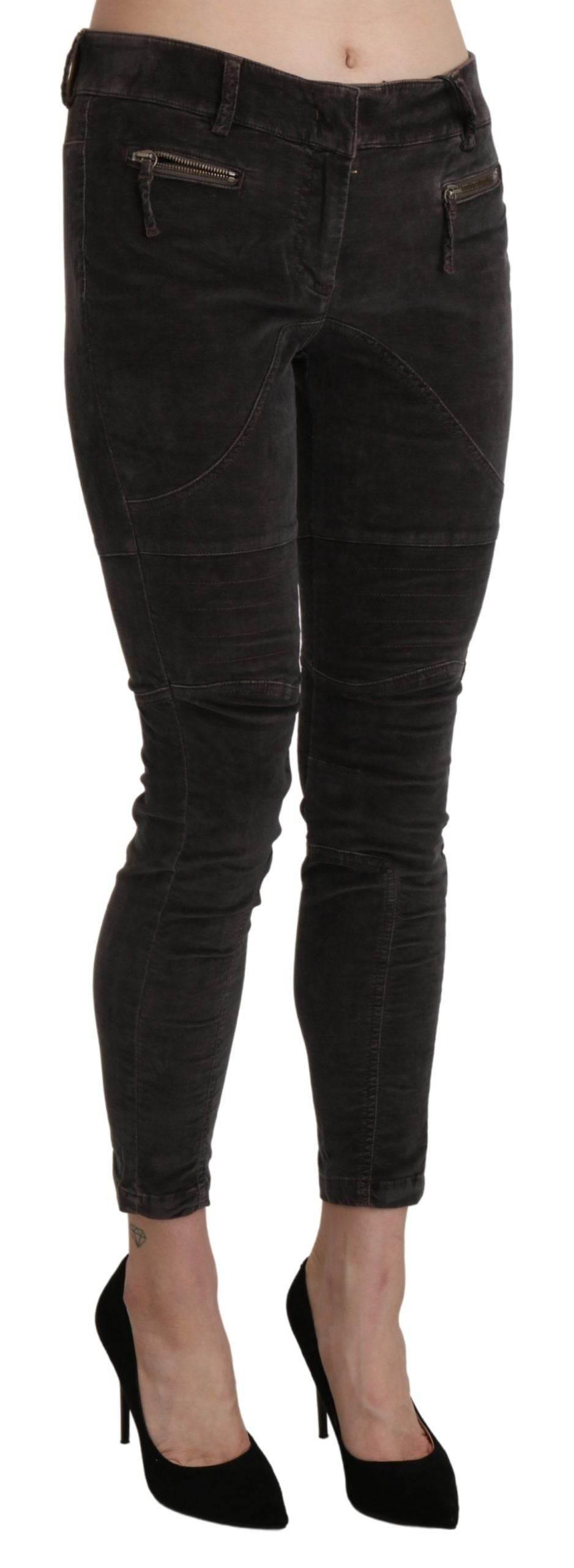 Ermanno Scervino Brown Velvet Capri Cropped Cotton Pants - Hilstor