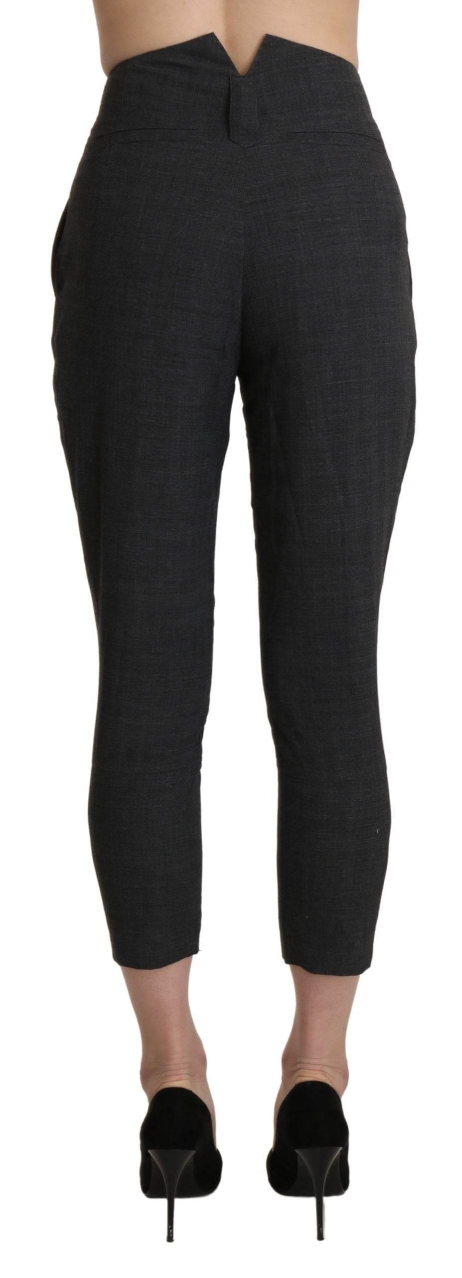 Ermanno Scervino Gray High Waist Capri Cropped Cotton Pants - Hilstor