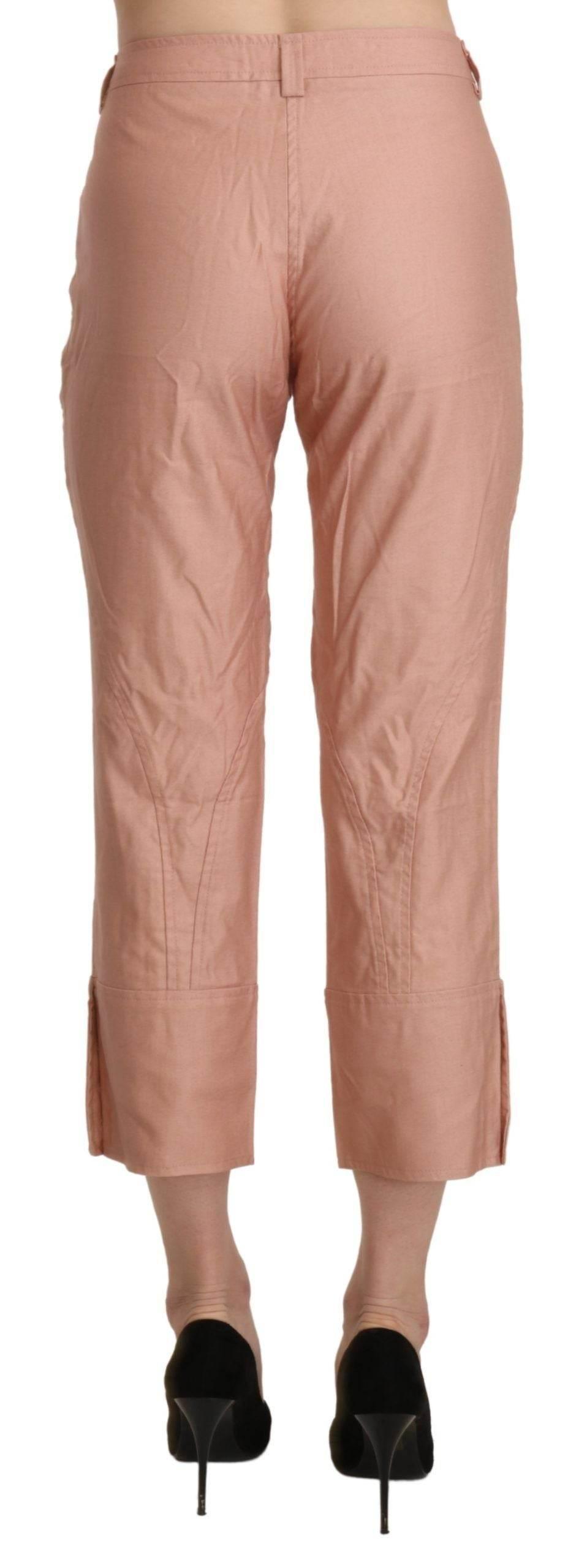 Ermanno Scervino Cotton Pink High Waist Cropped Trouser Pants - Hilstor