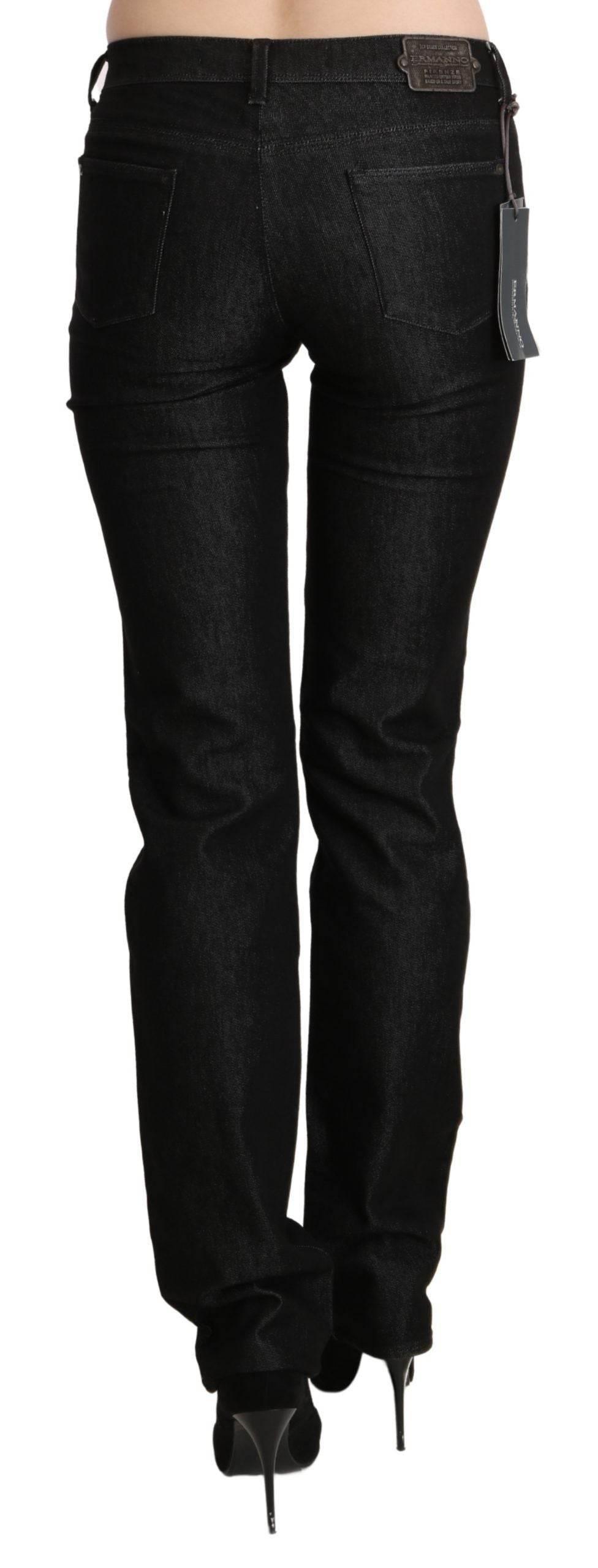 Ermanno Scervino Black Mid Waist Skinny Slim Denim Trouser - Hilstor