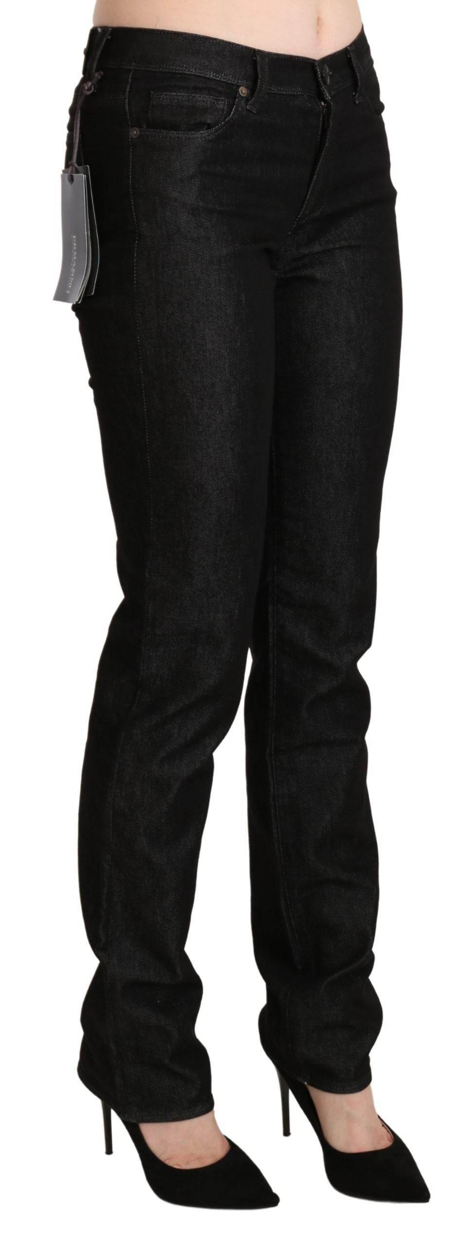 Ermanno Scervino Black Mid Waist Skinny Slim Denim Trouser - Hilstor