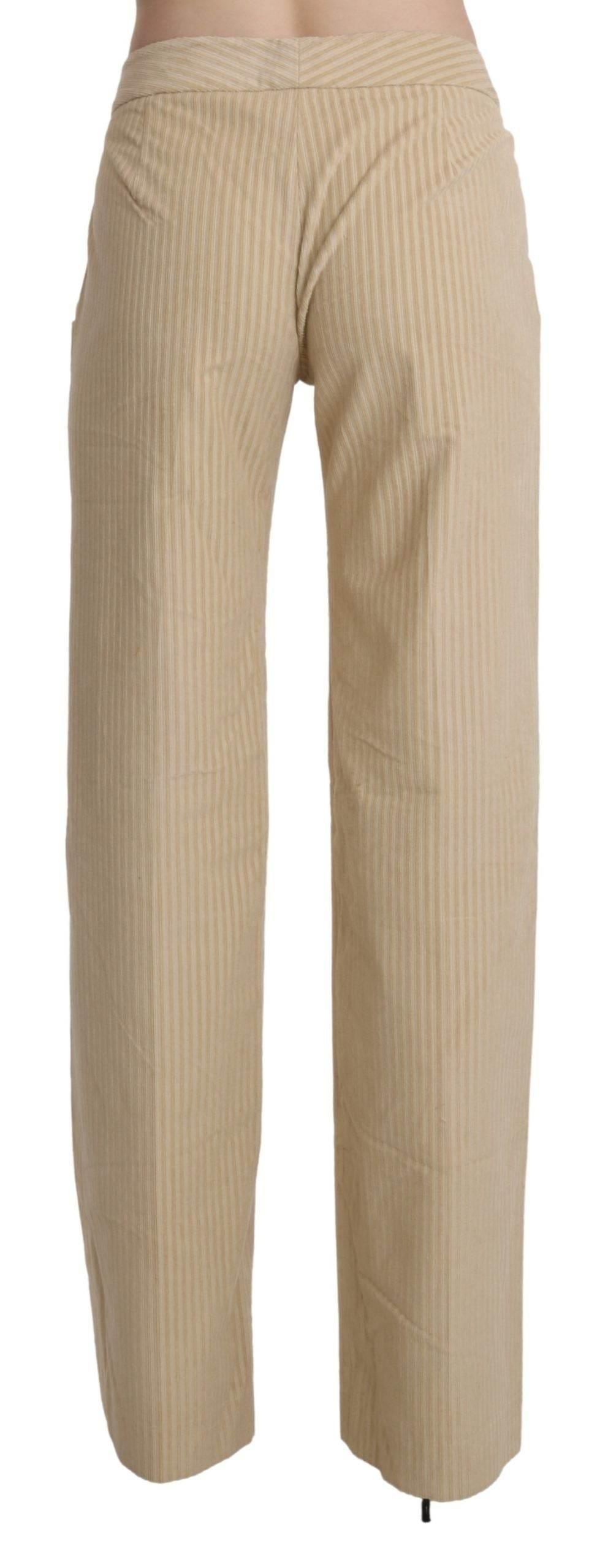 Ermanno Scervino Beige High Waist Flared Wide Leg Trouser Pants - Hilstor