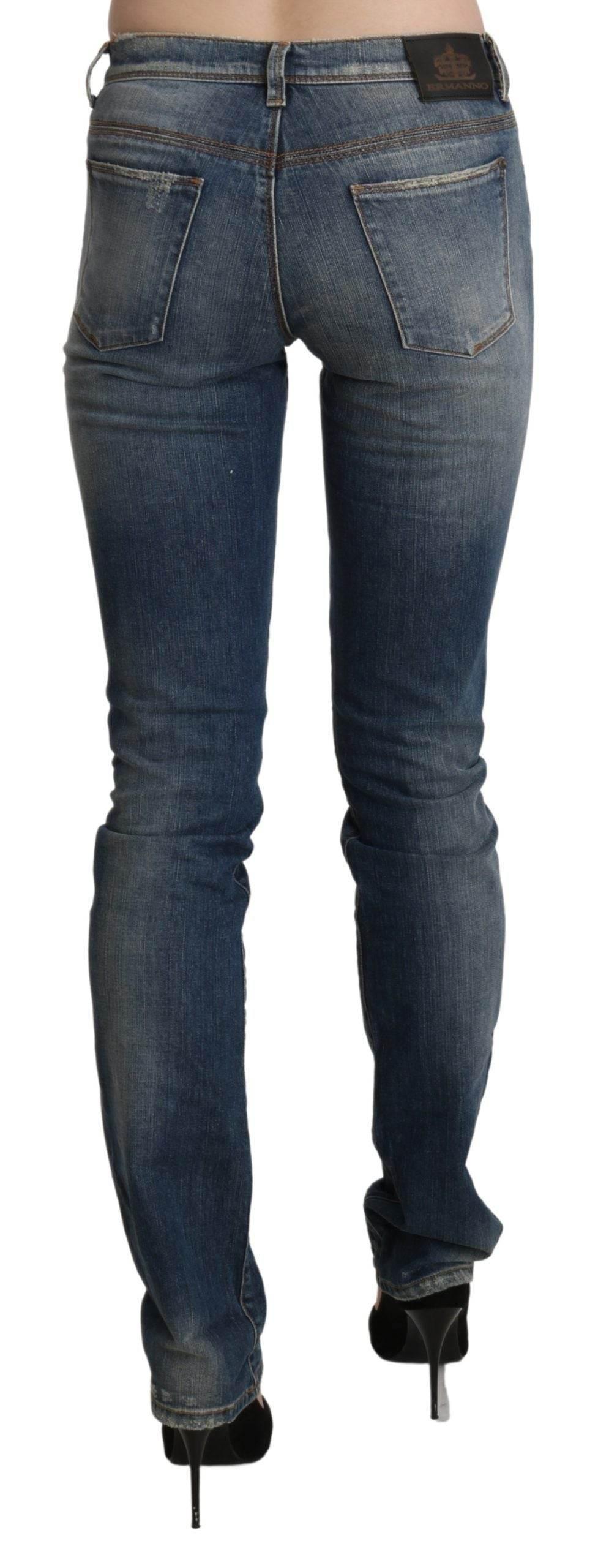 Ermanno Scervino Blue Washed Mid Waist Skinny Denim Jeans - Hilstor