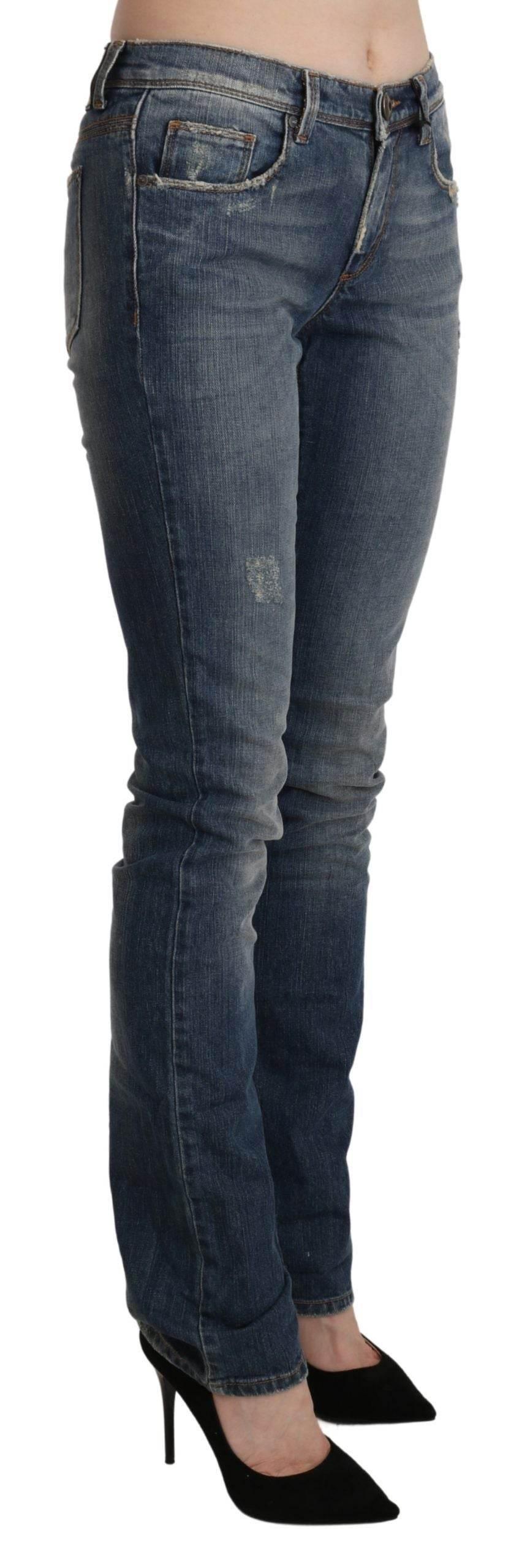 Ermanno Scervino Blue Washed Mid Waist Skinny Denim Jeans - Hilstor