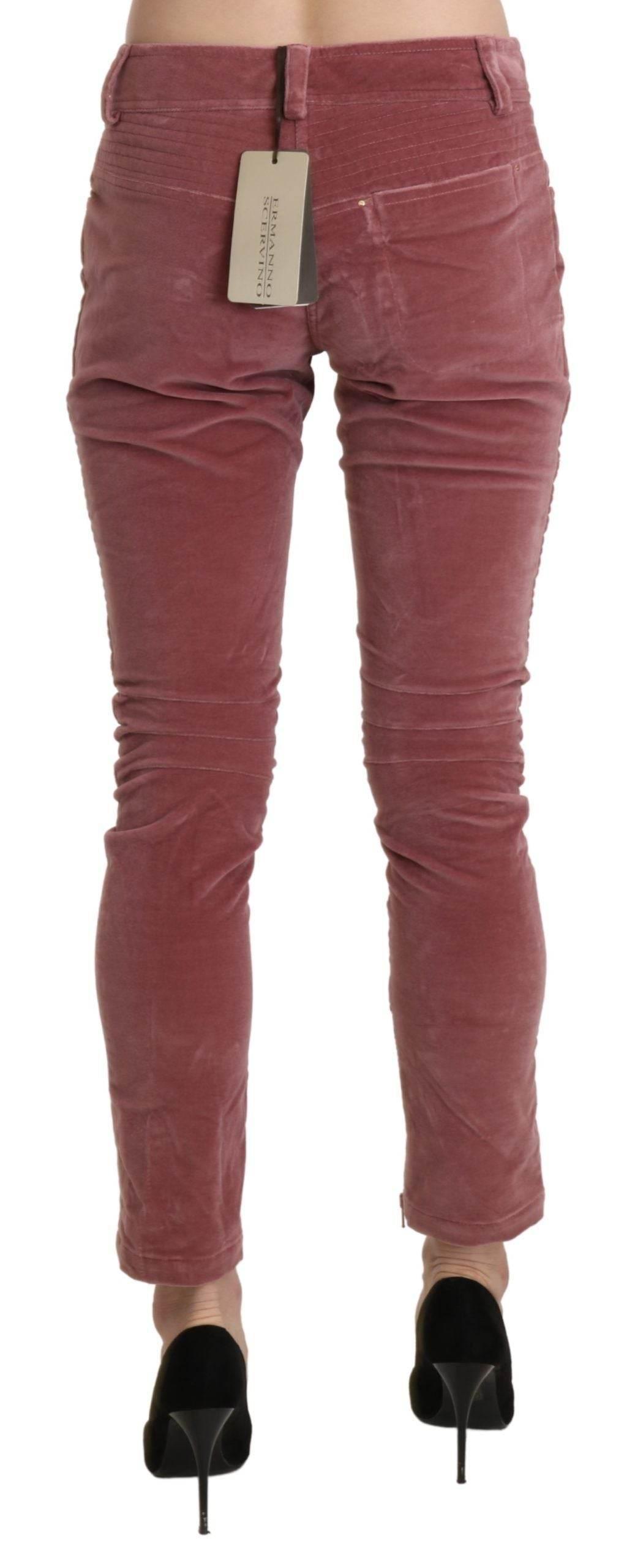 Ermanno Scervino Red Mid Waist Skinny Cotton Pants - Hilstor