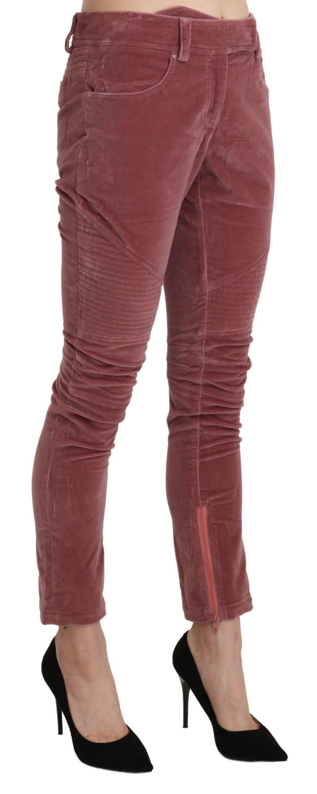 Ermanno Scervino Red Mid Waist Skinny Cotton Pants - Hilstor