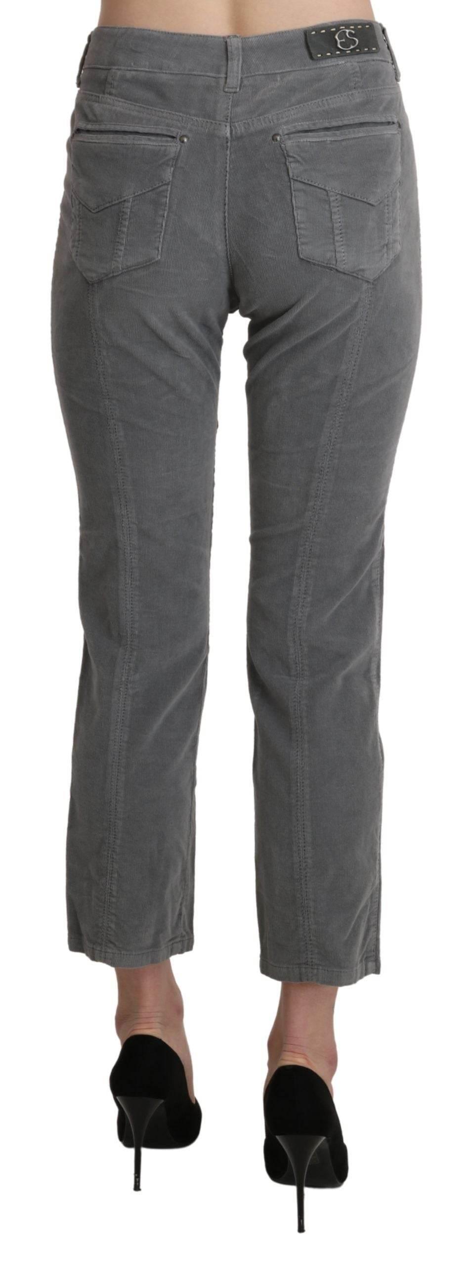 Ermanno Scervino Gray Cropped Cotton Stretch Trouser Pants - Hilstor