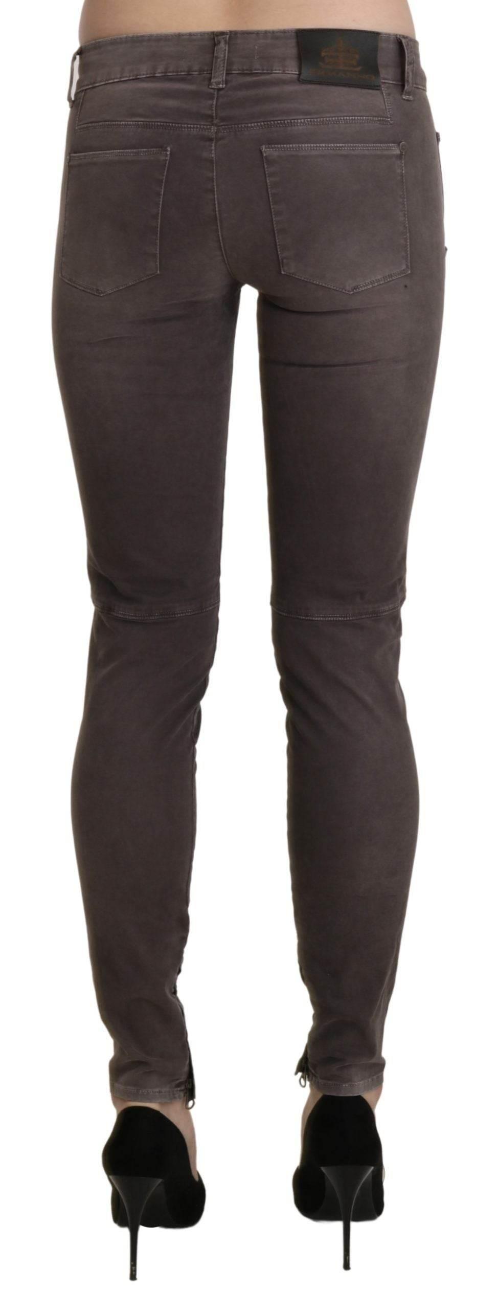 Ermanno Scervino Brown Low Waist Skinny Slim Trouser Cotton Jeans - Hilstor