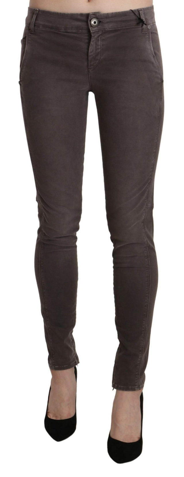 Ermanno Scervino Brown Low Waist Skinny Slim Trouser Cotton Jeans - Hilstor