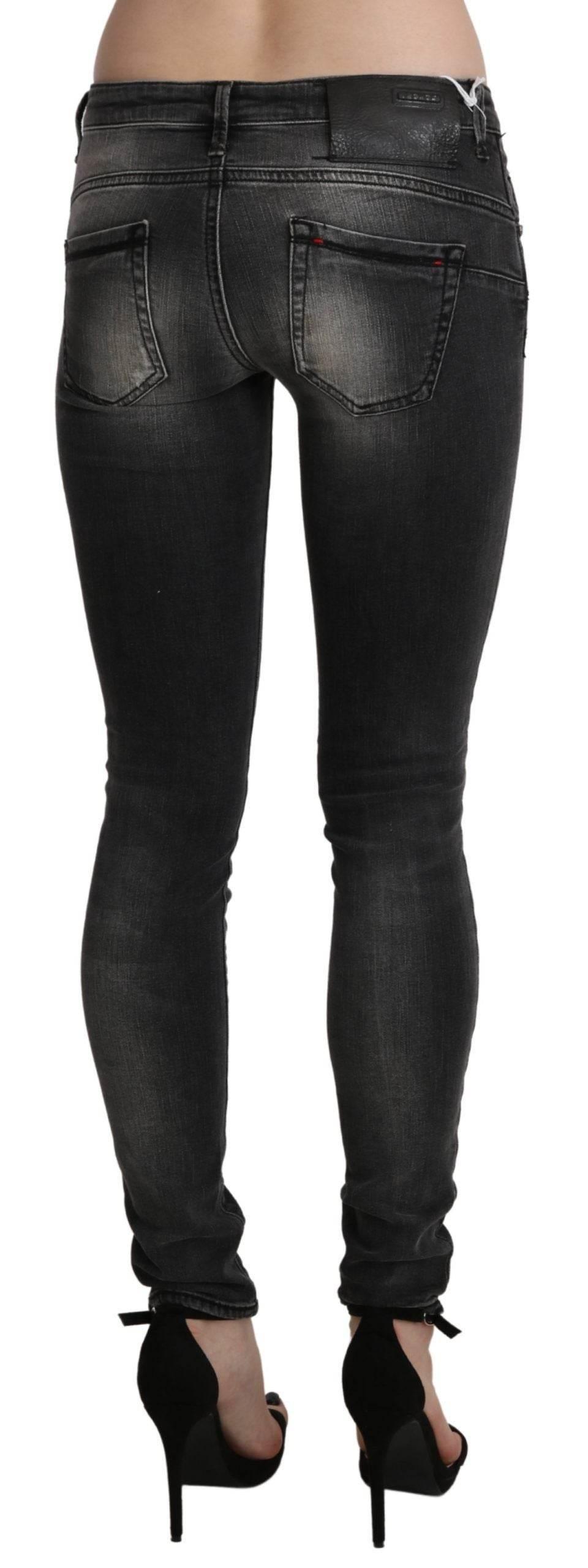 Acht Black Gray Washed Skinny Trouser Cotton Jeans - Hilstor