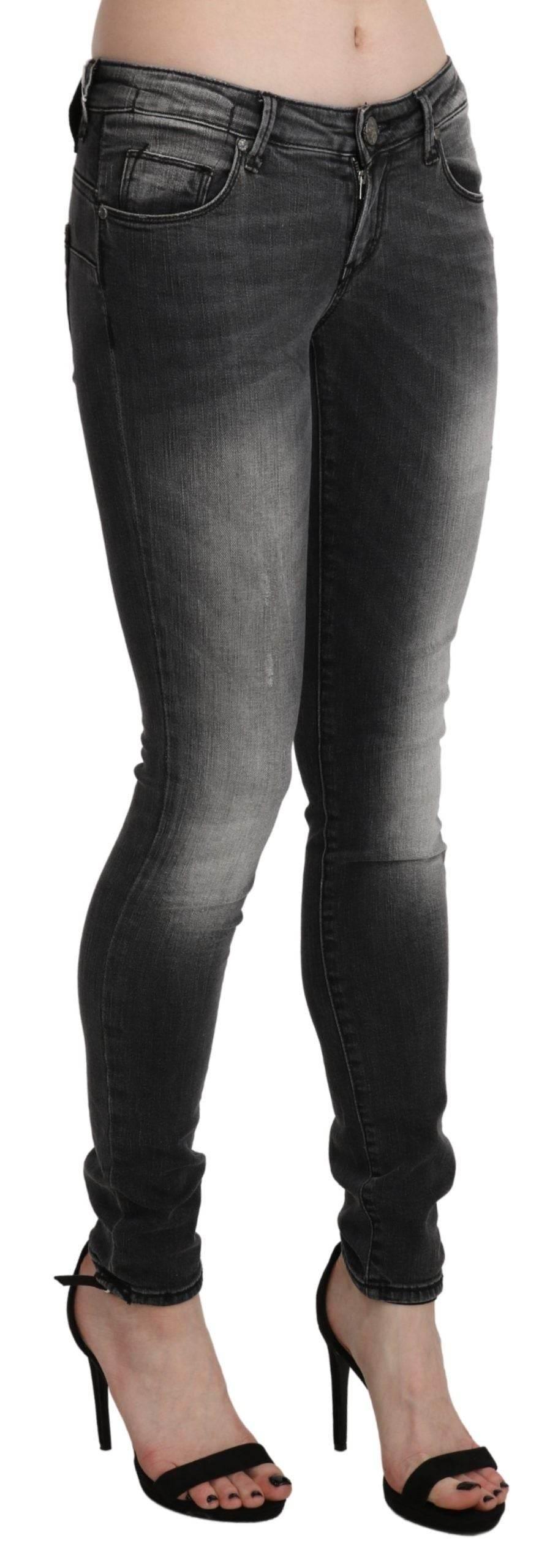 Acht Black Gray Washed Skinny Trouser Cotton Jeans - Hilstor