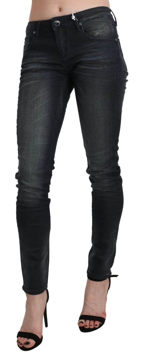 Acht Blue Washed Low Waist Skinny Denim Trouser - Hilstor