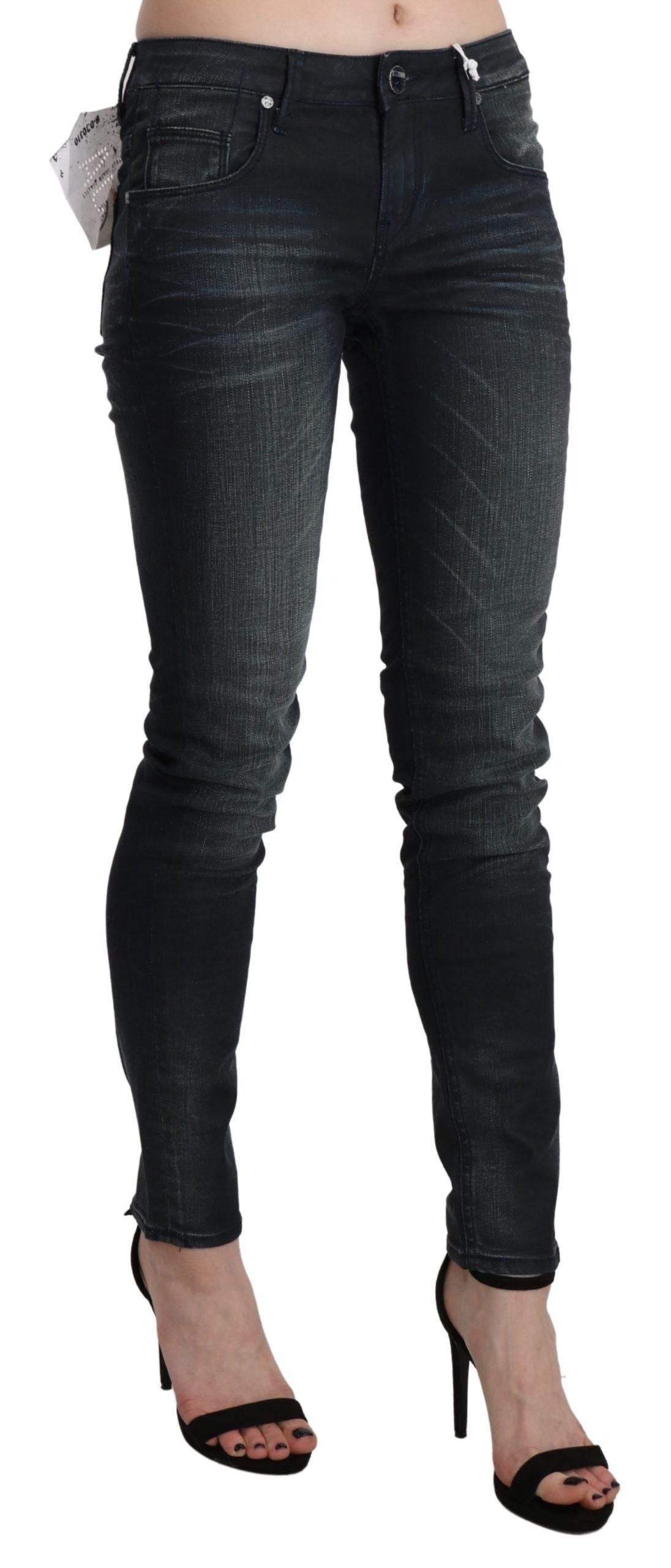 Acht Blue Washed Low Waist Skinny Denim Trouser - Hilstor