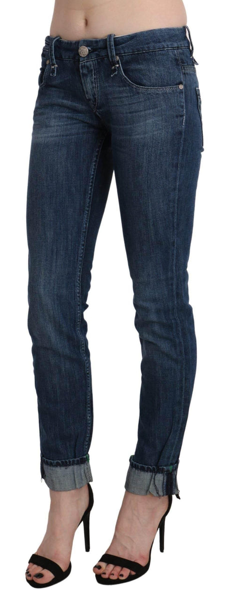 Acht Blue Washed Low Waist Skinny Denim Trouser - Hilstor