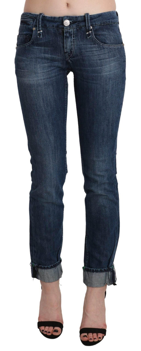 Acht Blue Washed Low Waist Skinny Denim Trouser - Hilstor