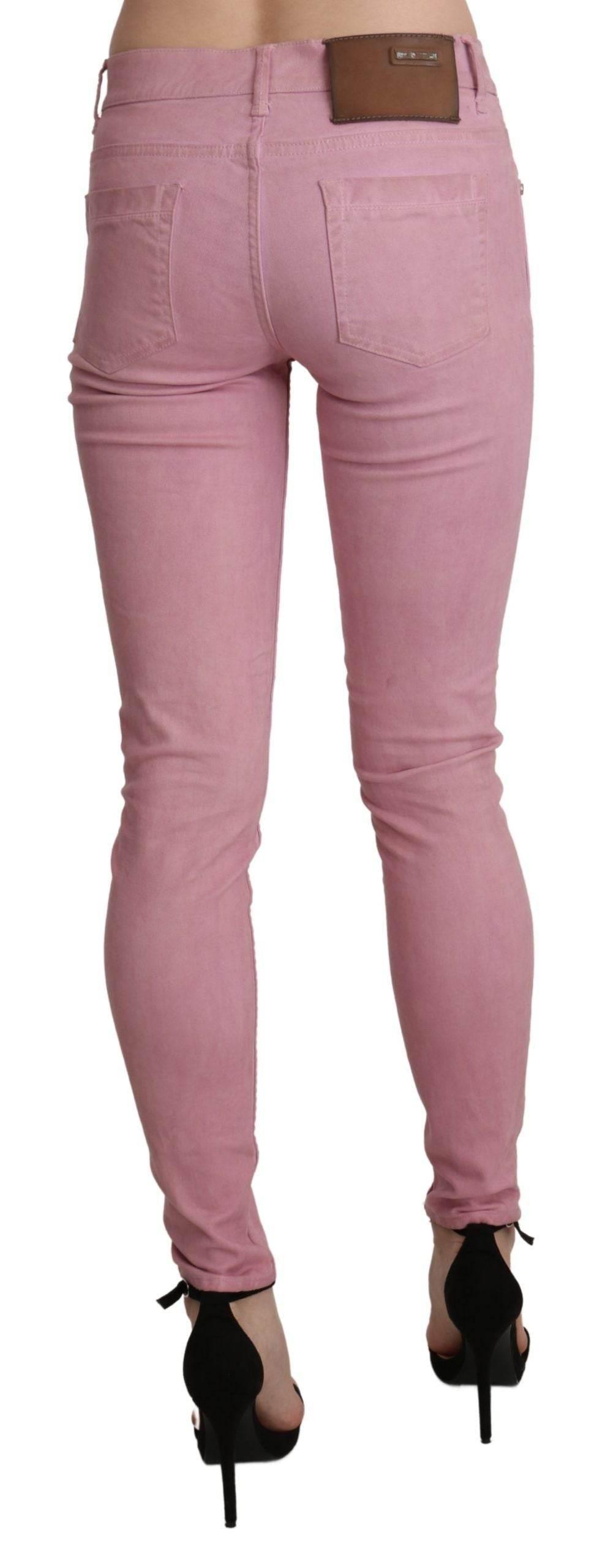Acht Pink Mid Waist Skinny Stretch Denim Pant - Hilstor