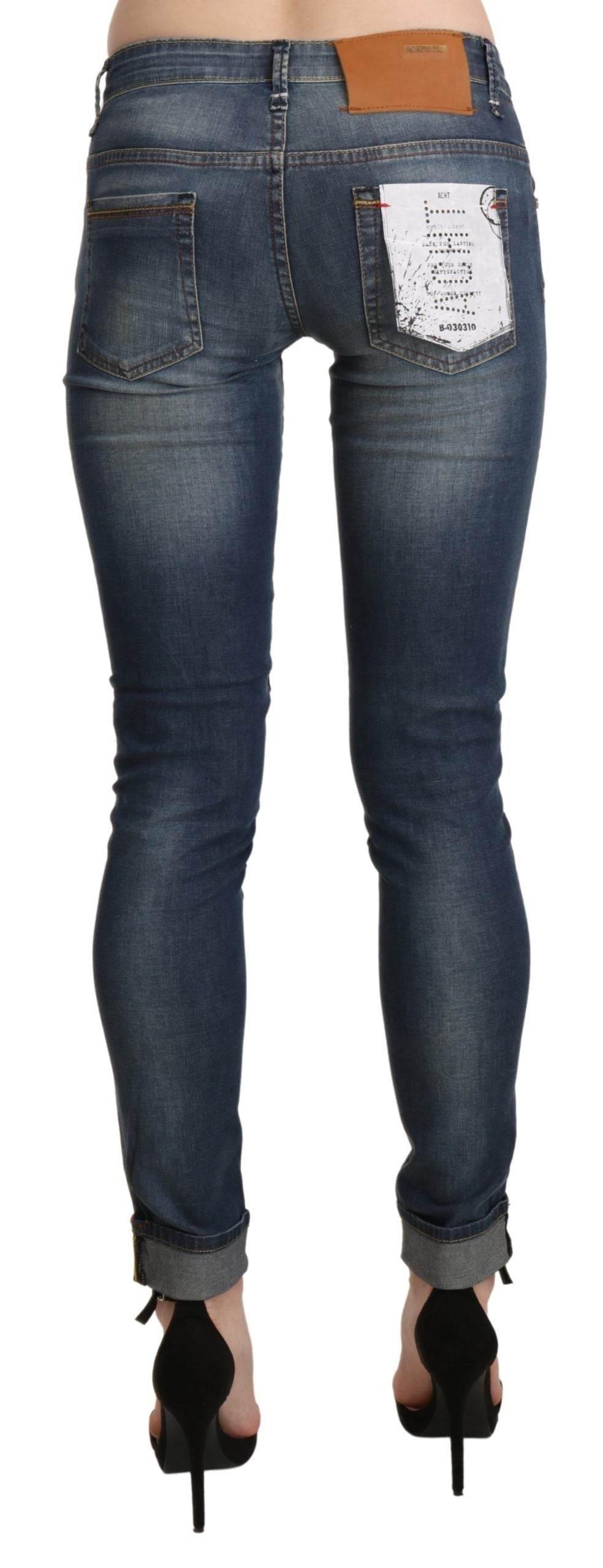 Acht Blue Washed Low Waist Skinny Cropped Denim Trouser - Hilstor