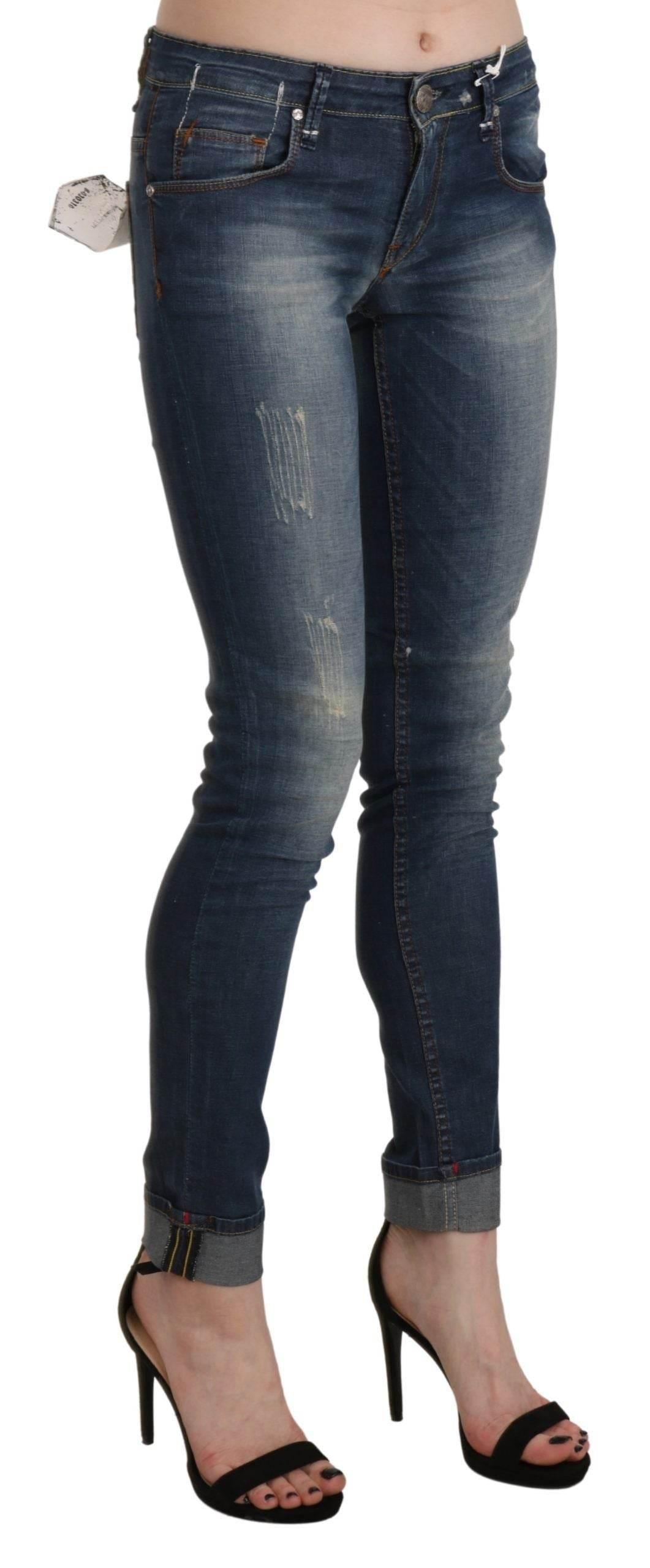 Acht Blue Washed Low Waist Skinny Cropped Denim Trouser - Hilstor