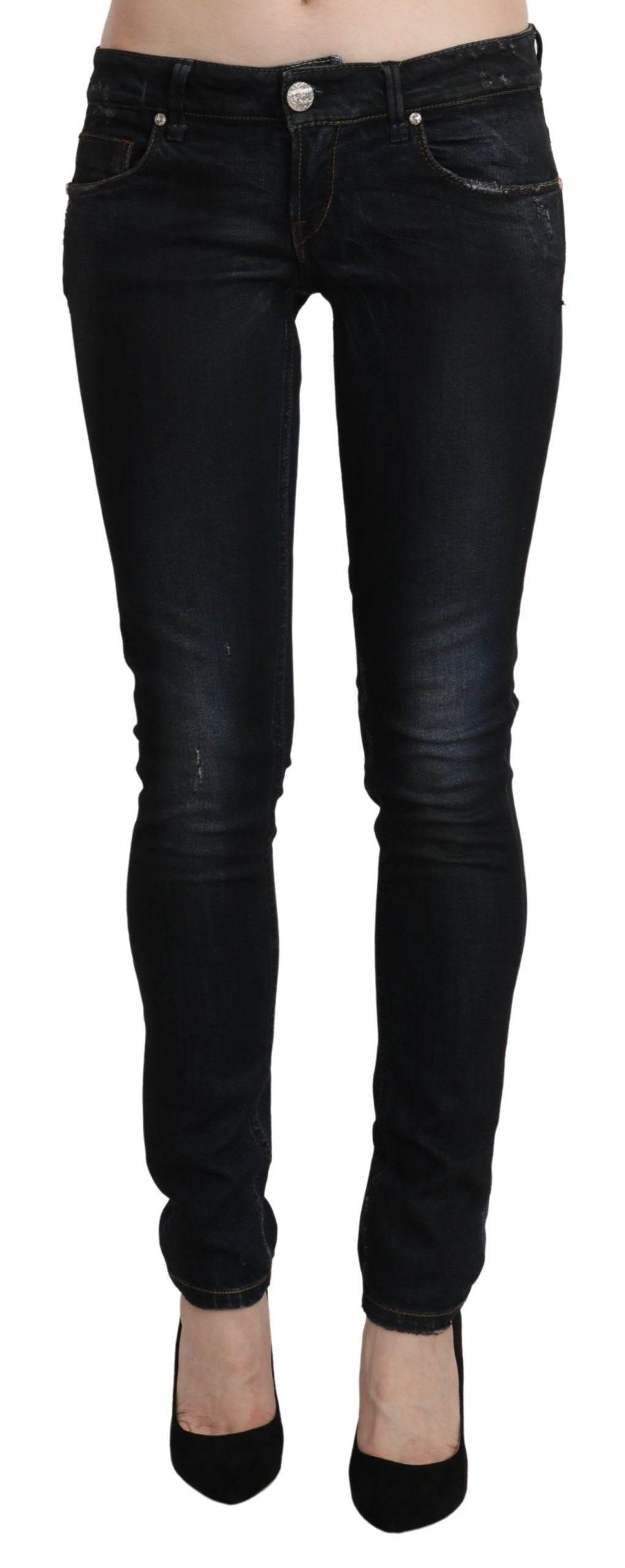 Acht Blue Washed Low Waist Skinny Denim Slim Trouser - Hilstor