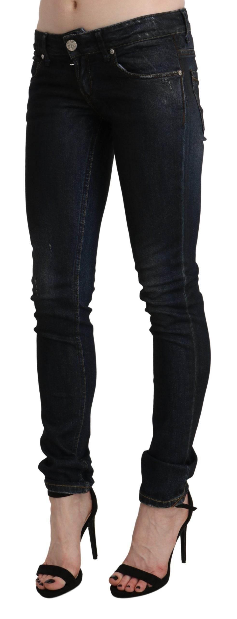Acht Black Washed Low Waist Skinny Denim Jeans - Hilstor