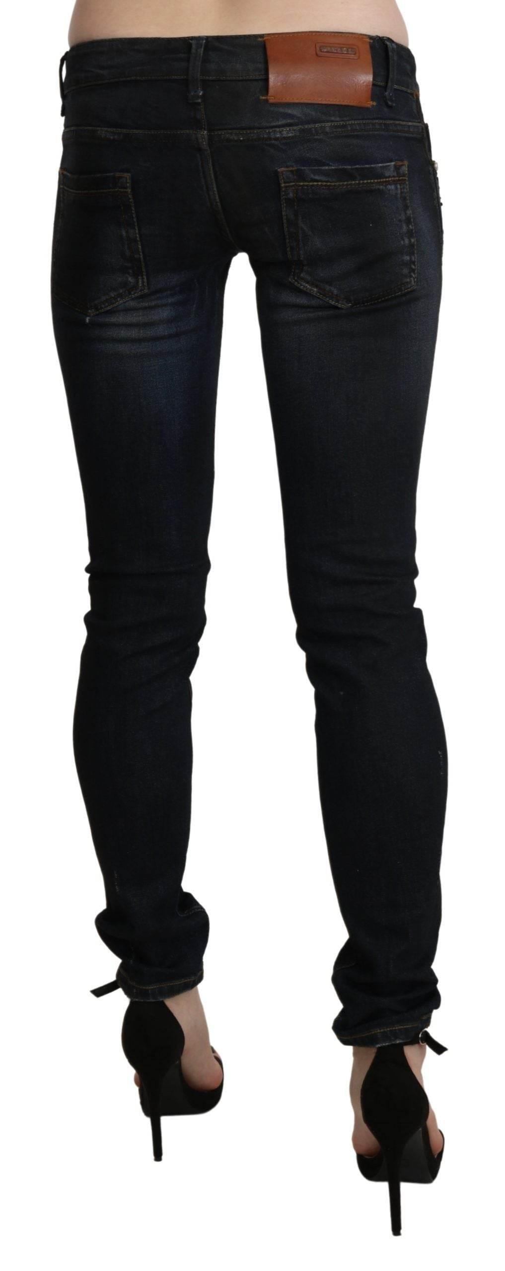 Acht Black Washed Low Waist Skinny Denim Jeans - Hilstor