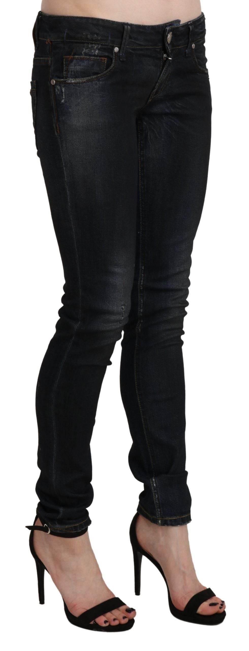 Acht Black Washed Low Waist Skinny Denim Jeans - Hilstor