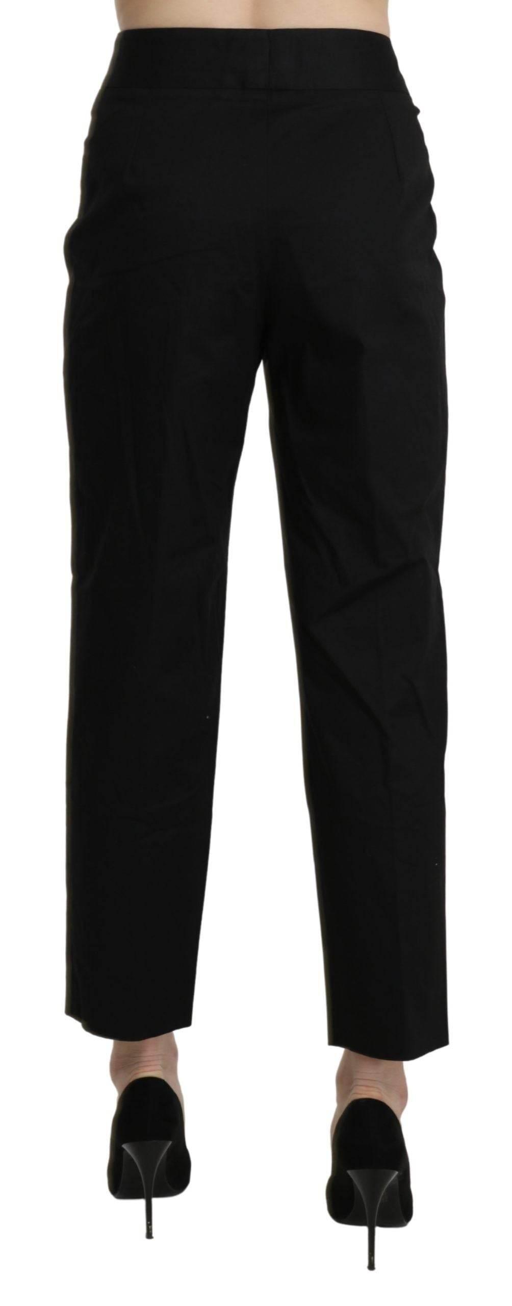 BENCIVENGA Black High Waist Straight Cropped Dress Pants - Hilstor