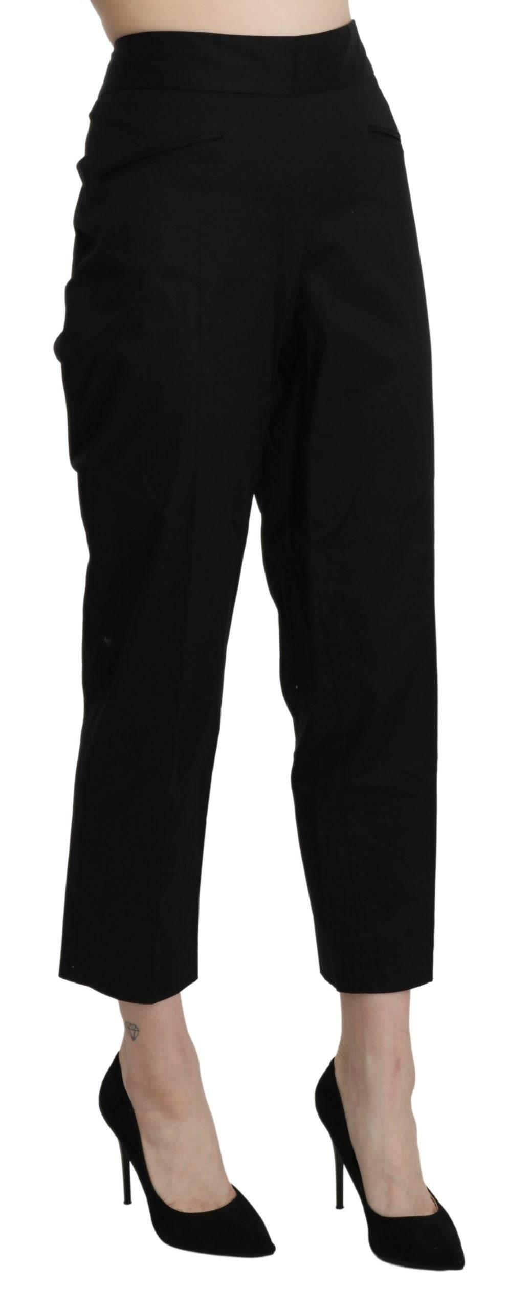 BENCIVENGA Black High Waist Straight Cropped Dress Pants - Hilstor