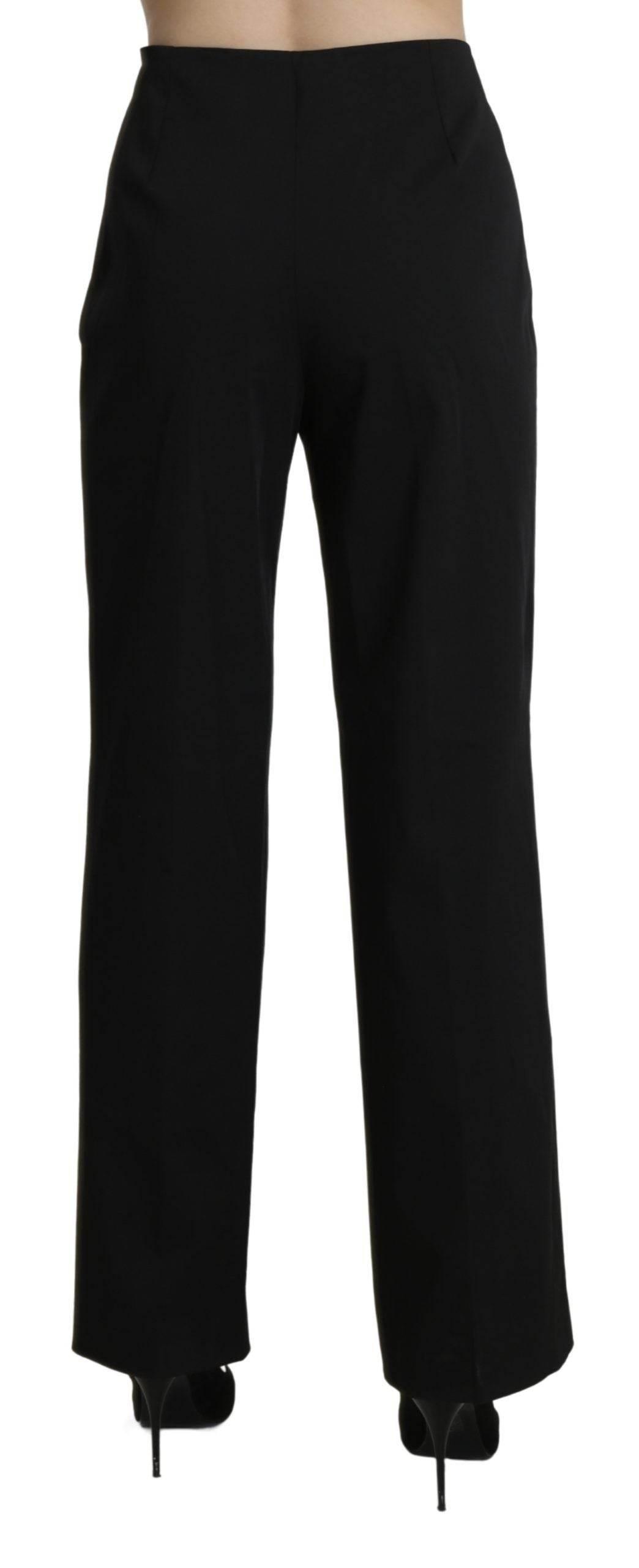 BENCIVENGA Black High Waist Straight Dress Trouser Pants - Hilstor