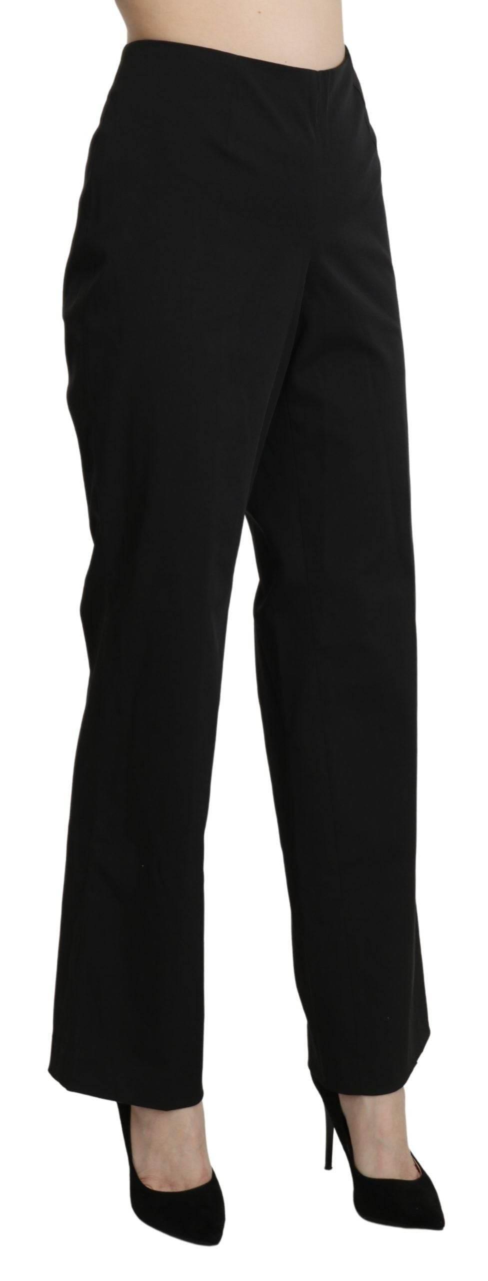 BENCIVENGA Black High Waist Straight Dress Trouser Pants - Hilstor