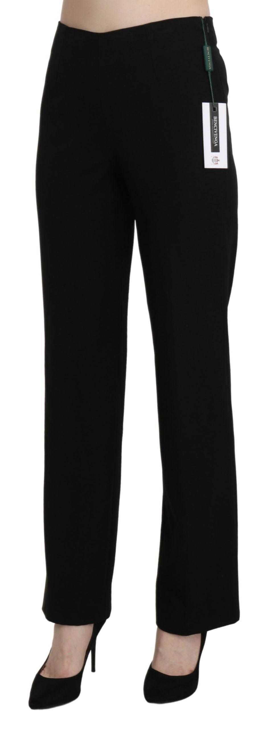 BENCIVENGA Black High Waist Straight Formal Dress Trouser - Hilstor