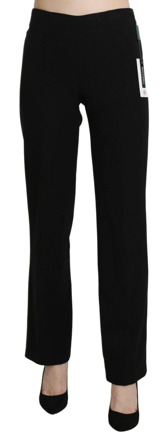 BENCIVENGA Black High Waist Straight Formal Dress Trouser - Hilstor
