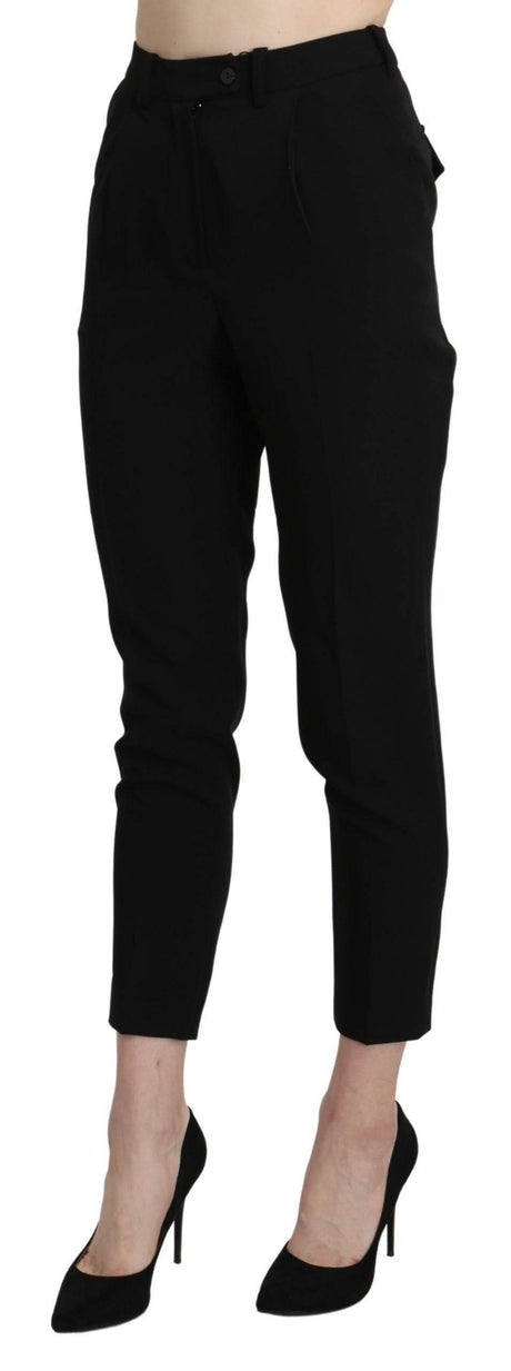 BENCIVENGA Black High Waist Skinny Cropped Dress Trouser Pant - Hilstor
