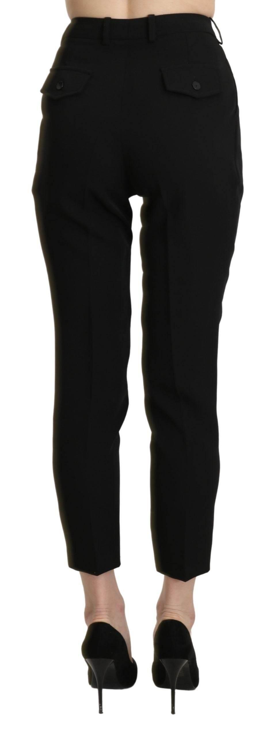 BENCIVENGA Black High Waist Skinny Cropped Dress Trouser Pant - Hilstor