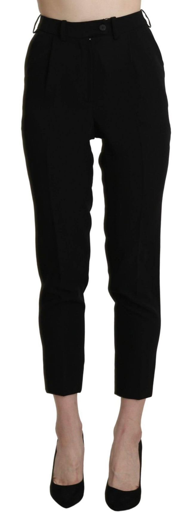 BENCIVENGA Black High Waist Skinny Cropped Dress Trouser Pant - Hilstor