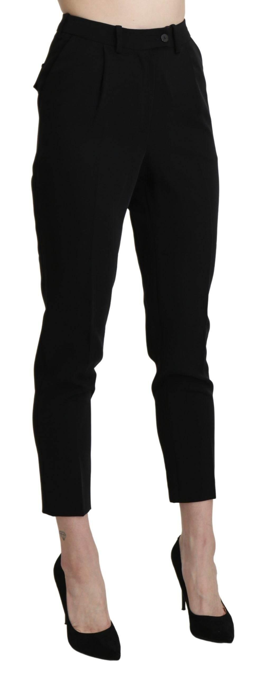 BENCIVENGA Black High Waist Skinny Cropped Dress Trouser Pant - Hilstor