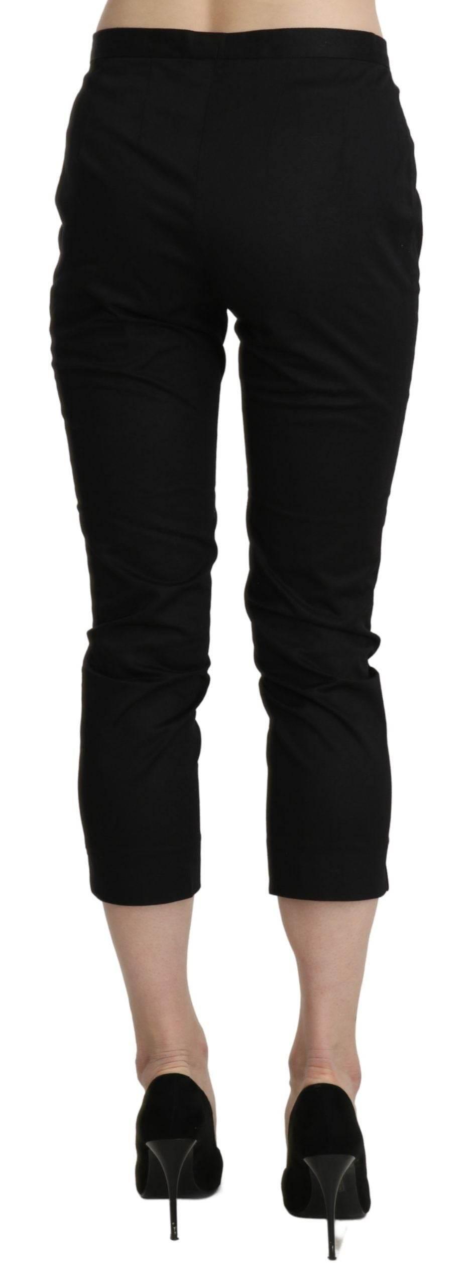 BENCIVENGA Black High Waist Skinny Cropped Dress Trouser Pants - Hilstor
