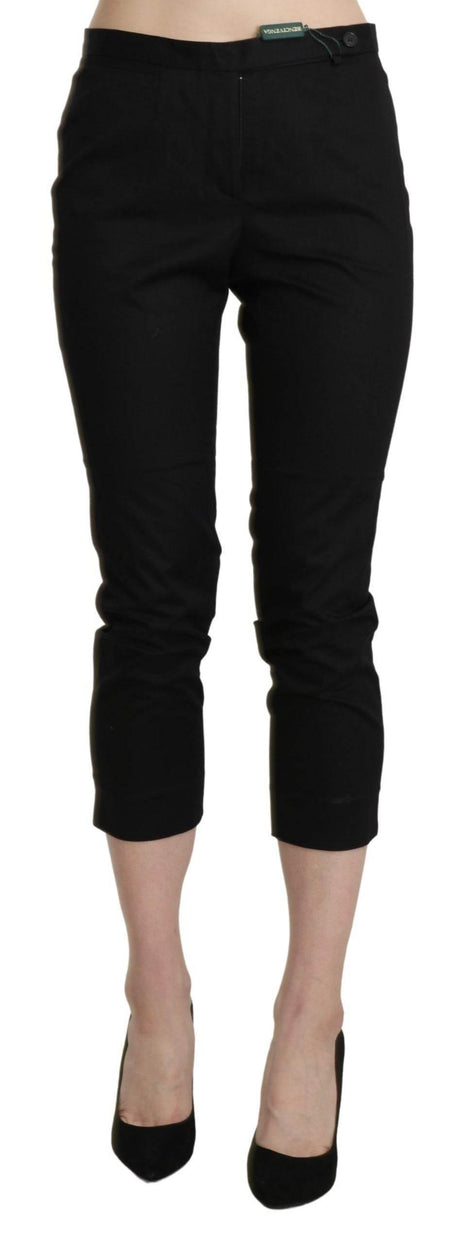 BENCIVENGA Black High Waist Skinny Cropped Dress Trouser Pants - Hilstor