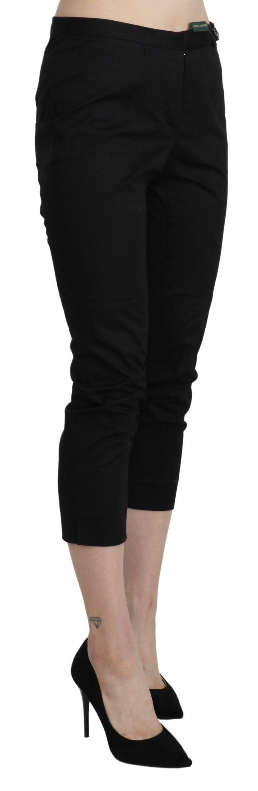 BENCIVENGA Black High Waist Skinny Cropped Dress Trouser Pants - Hilstor