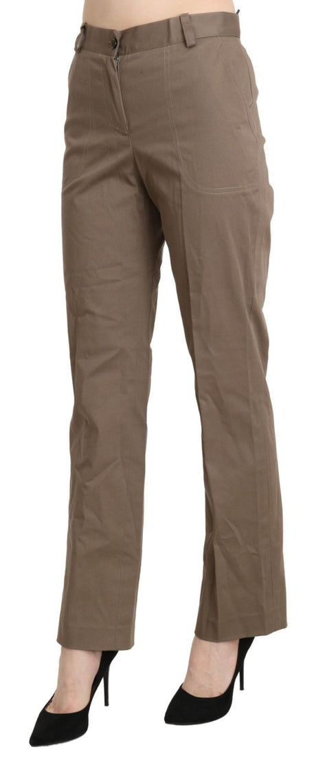 BENCIVENGA Brown High Waist Straight Dress Trouser Pants - Hilstor