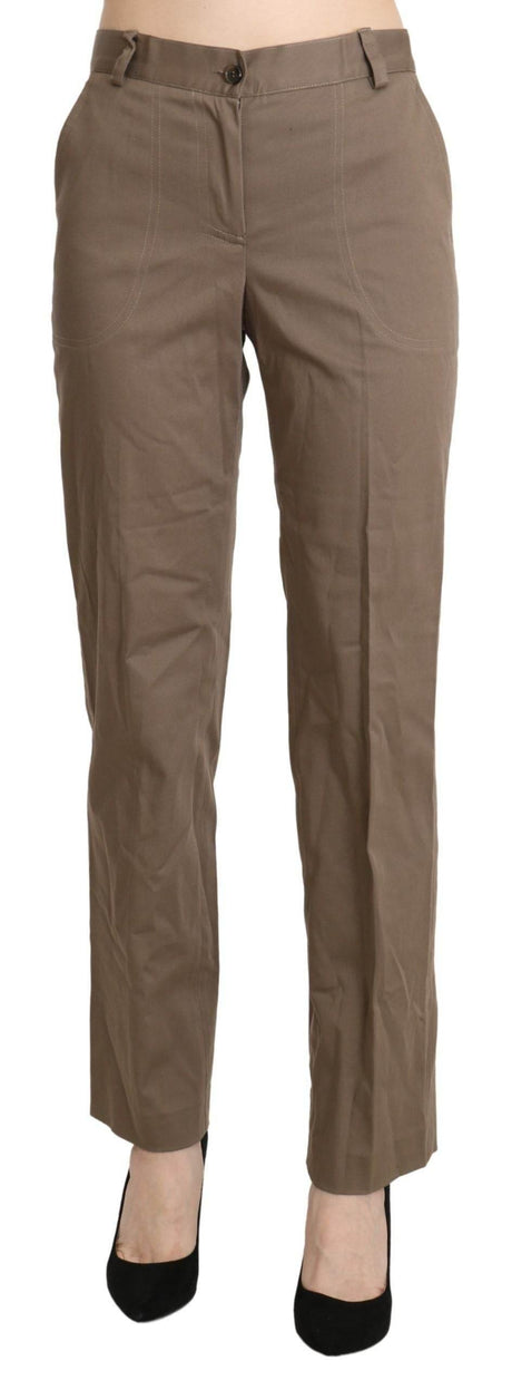 BENCIVENGA Brown High Waist Straight Dress Trouser Pants - Hilstor