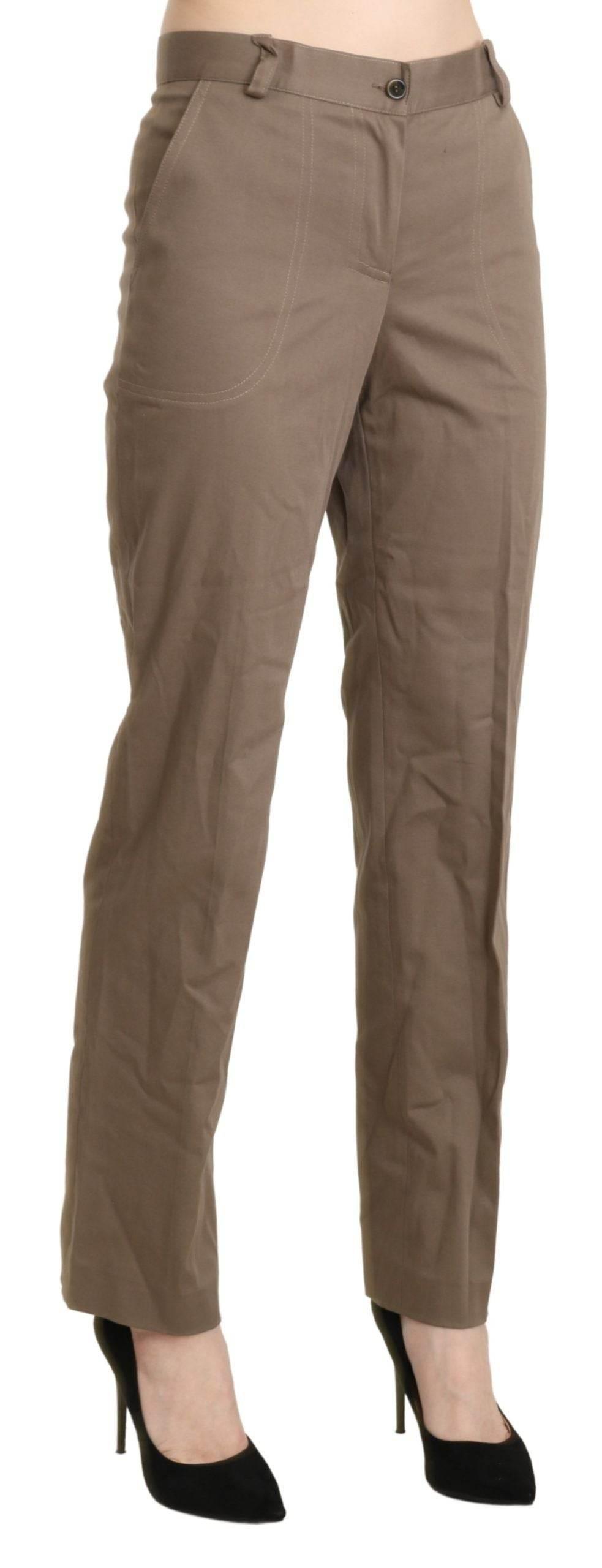 BENCIVENGA Brown High Waist Straight Dress Trouser Pants - Hilstor