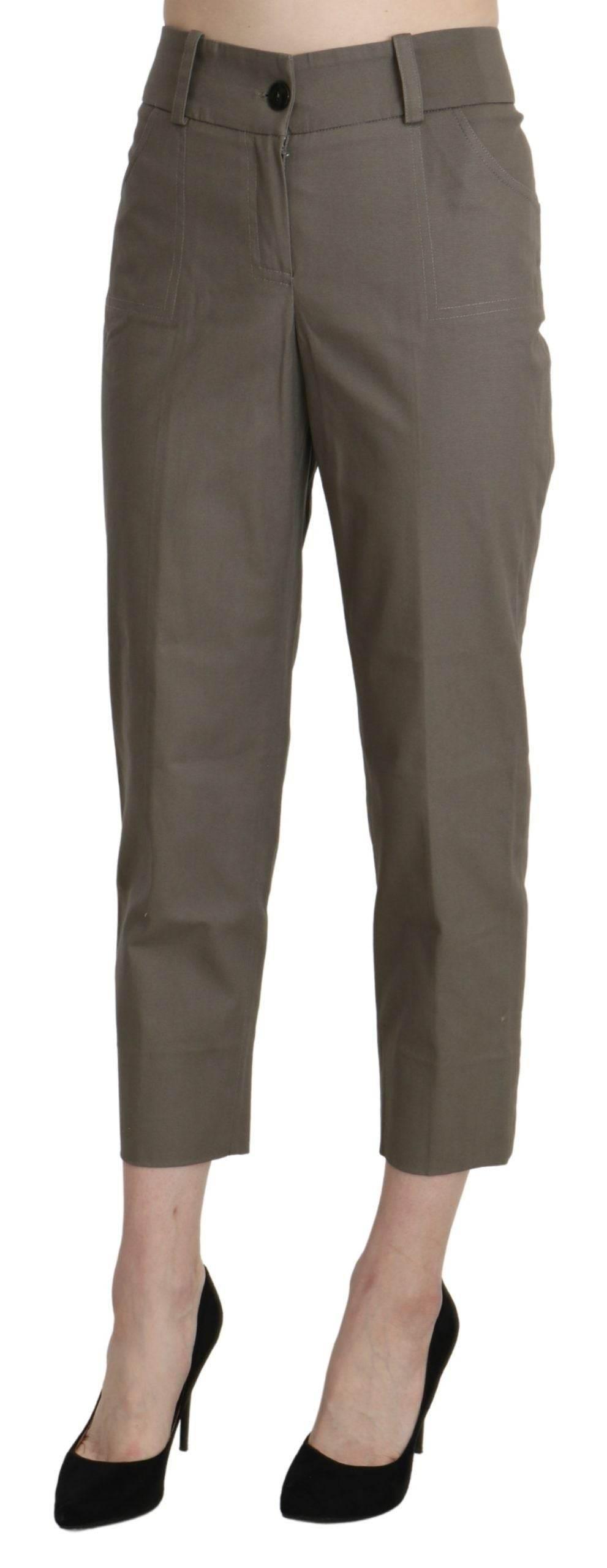 BENCIVENGA Gray High Waist Cropped Dress Trouser Pants - Hilstor