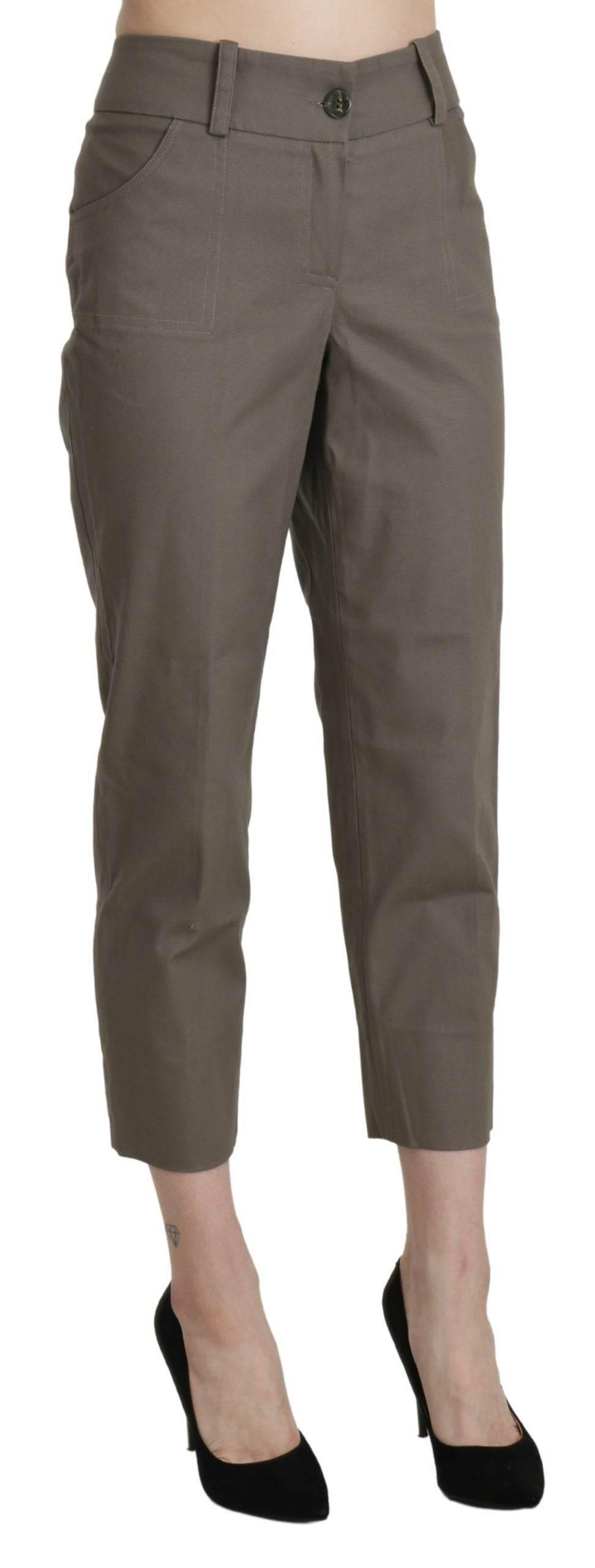 BENCIVENGA Gray High Waist Cropped Dress Trouser Pants - Hilstor