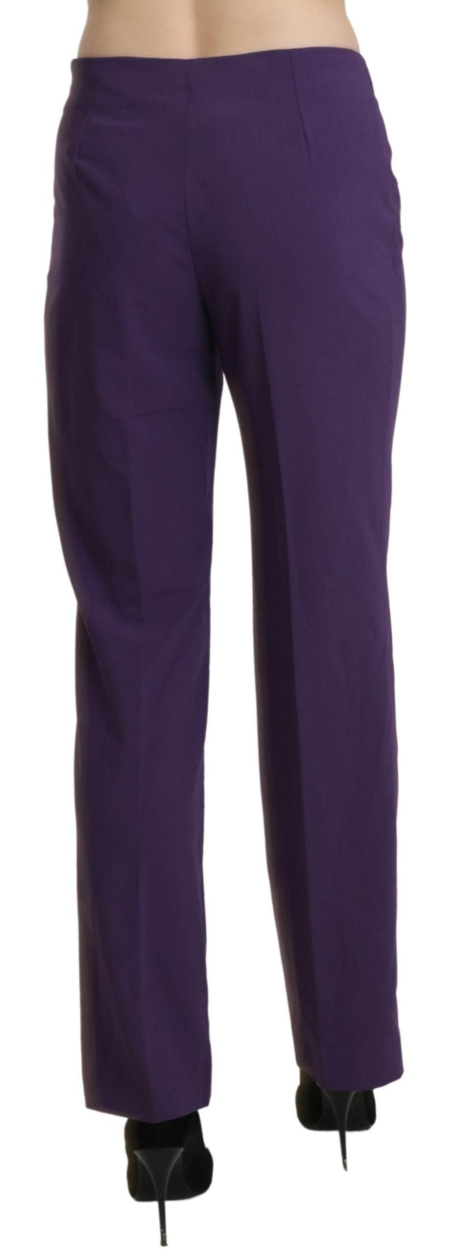 BENCIVENGA Purple High Waist Straight Dress Trouser Pants - Hilstor