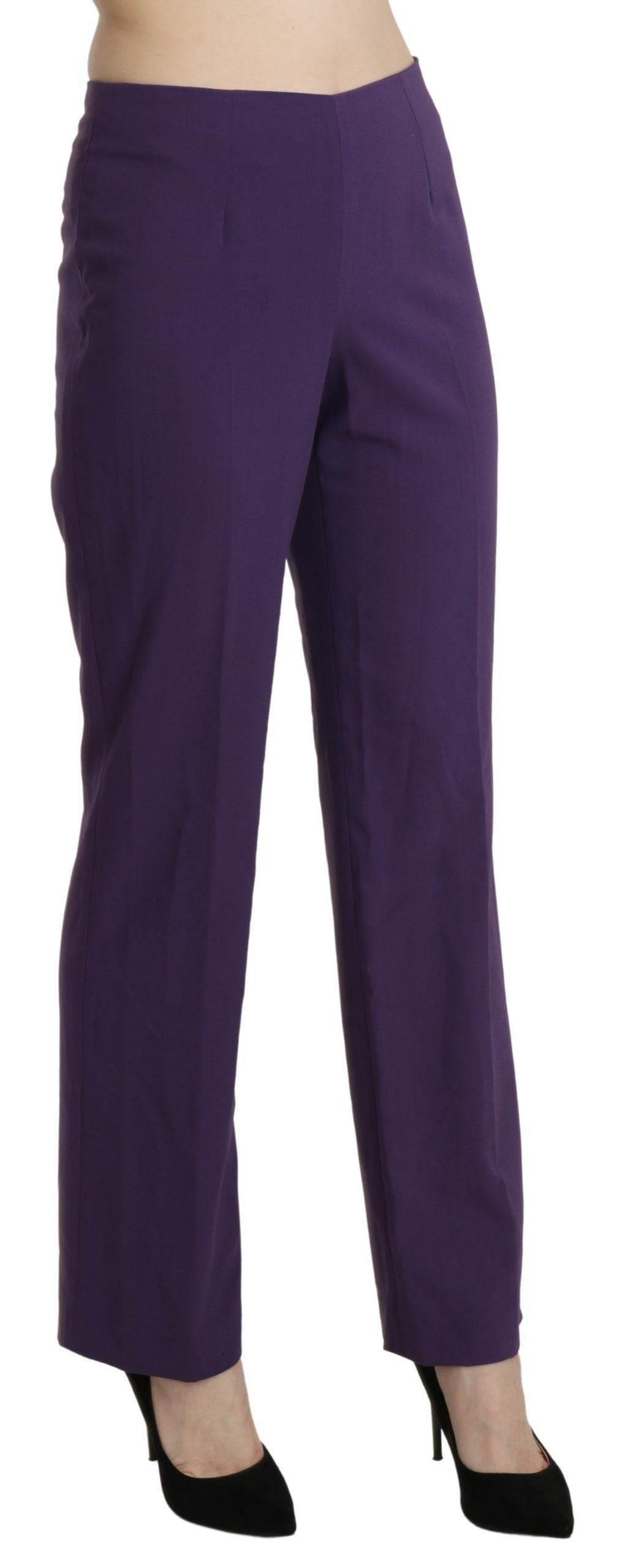 BENCIVENGA Purple High Waist Straight Dress Trouser Pants - Hilstor