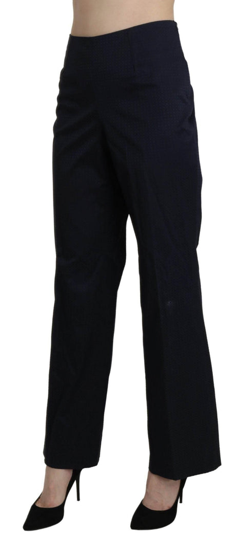BENCIVENGA Navy Blue High Waist Straight Dress Trouser Pants - Hilstor